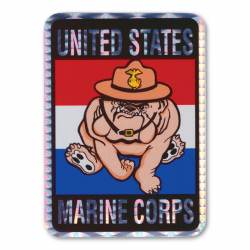 United States Marine Coprs Bulldog - Rectangle Holographic Sticker
