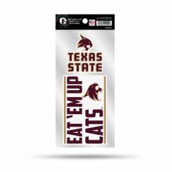 Texas State University Bobcats Eat Em Up Cats Slogan - Double Up Die Cut Decal Set