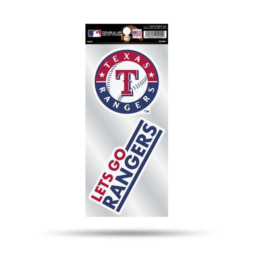 Texas Rangers Lets Go Rangers Slogan Double Up Die Cut Decal Set at