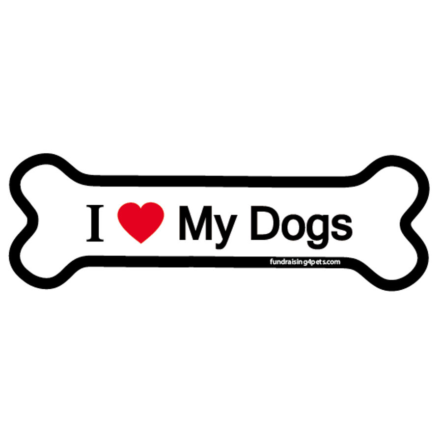 I Love Red Heart My Dogs - Bone Magnet at Sticker Shoppe