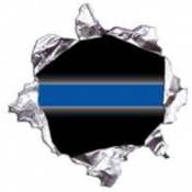 Thin Blue Line Metal Rip - Reflective Sticker