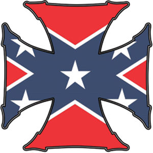 Rebel Flag Iron Cross - Reflective Sticker at Sticker Shoppe