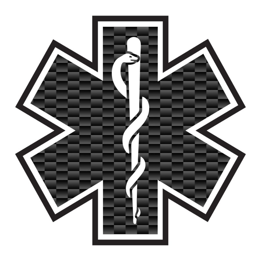 Carbon Fiber White Outline Star Of Life - Reflective Sticker at Sticker ...