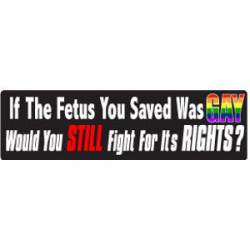 If The Fetus You Saved Was Gay, Would You Still Fight For It's Rights? - Bumper Sticker