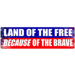 Image result for land of the free because of the brave bumper sticker