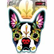 Cali's Boston Terrier Sugar Skull Dog Head - Vinyl Sticker