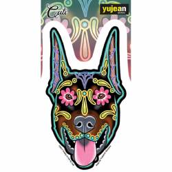 Cali's Doberman Sugar Skull Dog Head - Vinyl Sticker