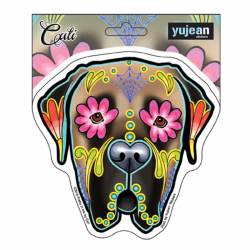 Cali's Bull Mastiff Sugar Skull Dog Head - Vinyl Sticker
