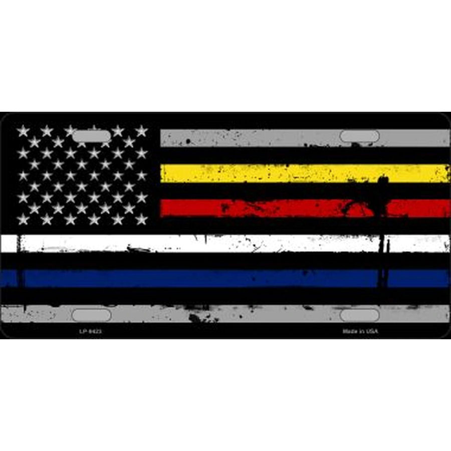 Thin Yellow Red White Blue American Flag - License Plate at Sticker Shoppe