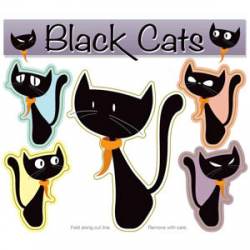 Black Cats Halloween - Set of 5 Magnets