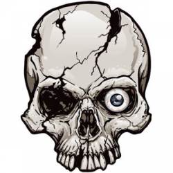 One Eyed Cracked Skull Halloween - Magnet