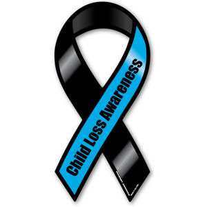 Child Loss Awareness Black and Blue Boy - Ribbon Magnet at Sticker Shoppe