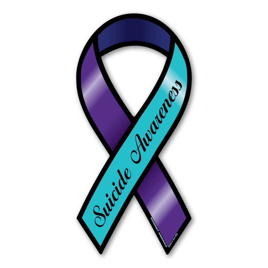 Suicide Awareness Teal & Purple - Ribbon Magnet at Sticker Shoppe