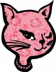 Pink Flower Cool Cat - Magnet