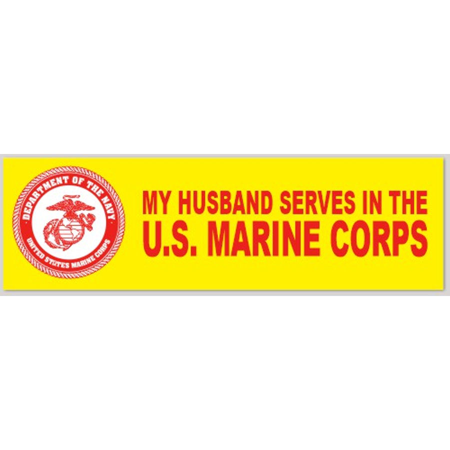 My Husband Serves In The US Marine Corps - Bumper Sticker at Sticker Shoppe