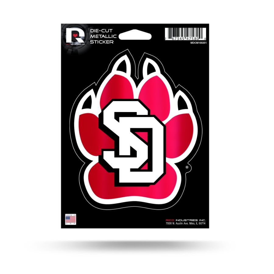 University Of South Dakota Coyotes Metallic Die Cut Vinyl Sticker At Sticker Shoppe 5272