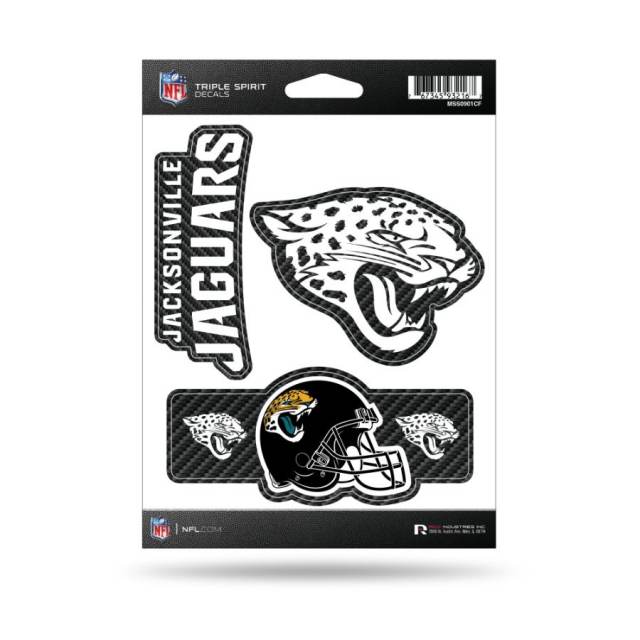 Jacksonville Jaguars - Sheet of 3 Carbon Fiber Triple Spirit Stickers