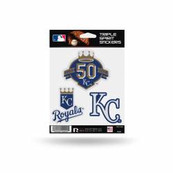 Kansas City Royals 50th Anniversary - Sheet Of 3 Triple Spirit Stickers