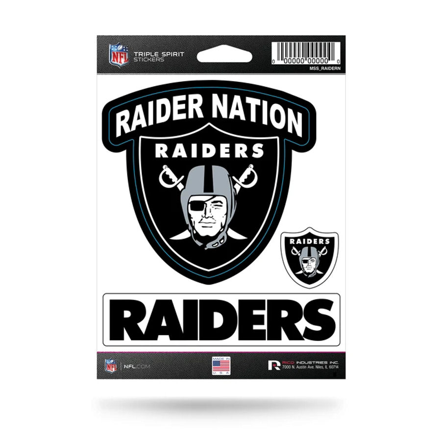 Las Vegas Raiders Raider Nation Slogan - Sheet Of 3 Triple Spirit ...