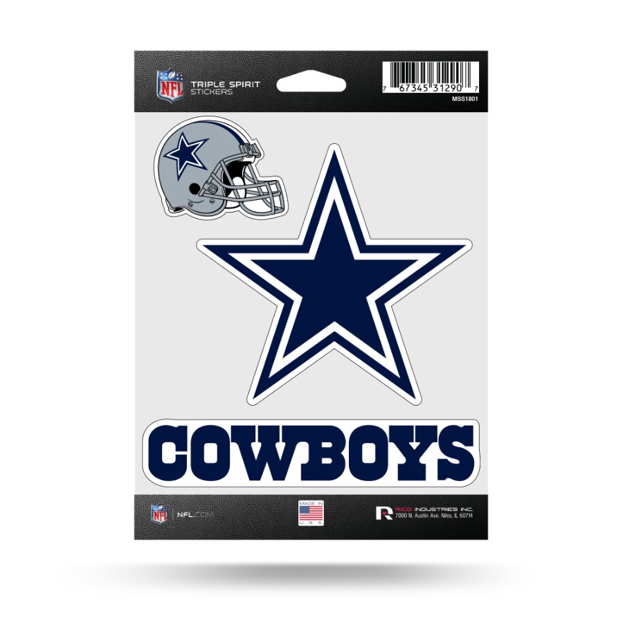 Dallas Cowboys - Sheet Of 3 Triple Spirit Stickers at Sticker Shoppe