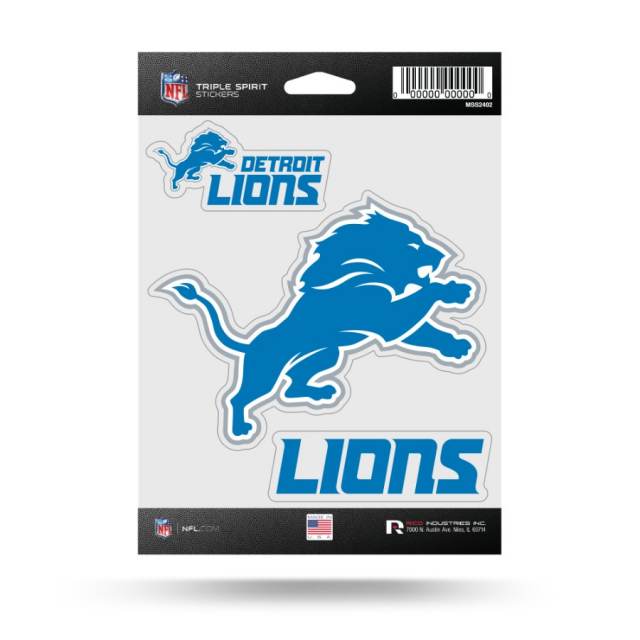 Detroit Lions - Sheet Of 3 Triple Spirit Stickers at Sticker Shoppe