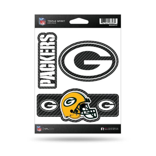 NFL Green Bay Packers Triple Spirit Stickers Orange Yellow 3 Team