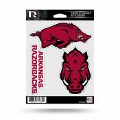 University Of Arkansas Razorbacks - Sheet Of 3 Triple Spirit Stickers