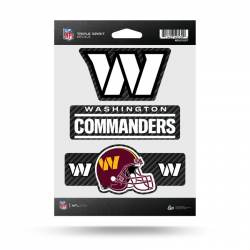 Washington Commanders - Sheet Of 3 Carbon Fiber Triple Spirit Stickers