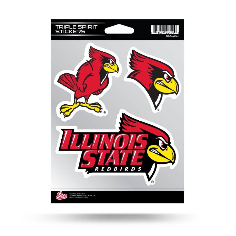 Illinois State University Redbirds - Sheet Of 3 Triple Spirit Stickers ...