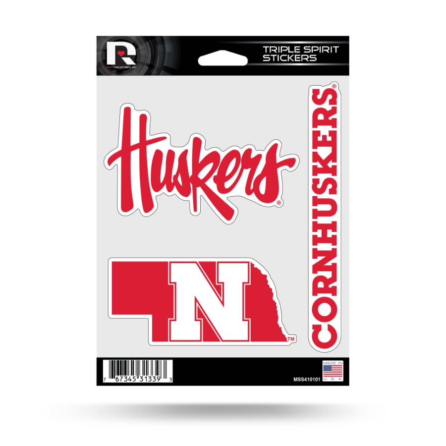 University Of Nebraska Cornhuskers - Sheet Of 3 Triple Spirit Stickers ...