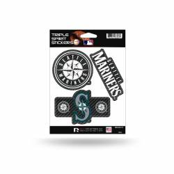 Seattle Mariners - Sheet Of 3 Carbon Fiber Triple Spirit Stickers