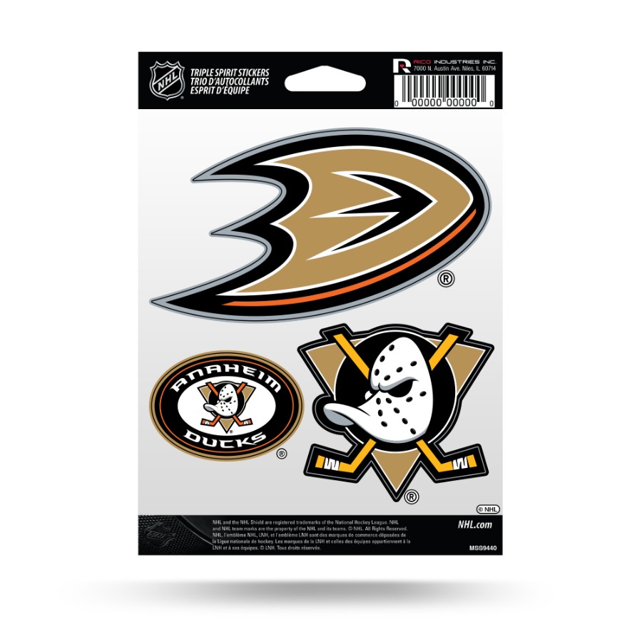 Anaheim Ducks - Sheet Of 3 Triple Spirit Stickers at Sticker Shoppe