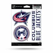 Columbus Blue Jackets - Sheet Of 3 Triple Spirit Stickers