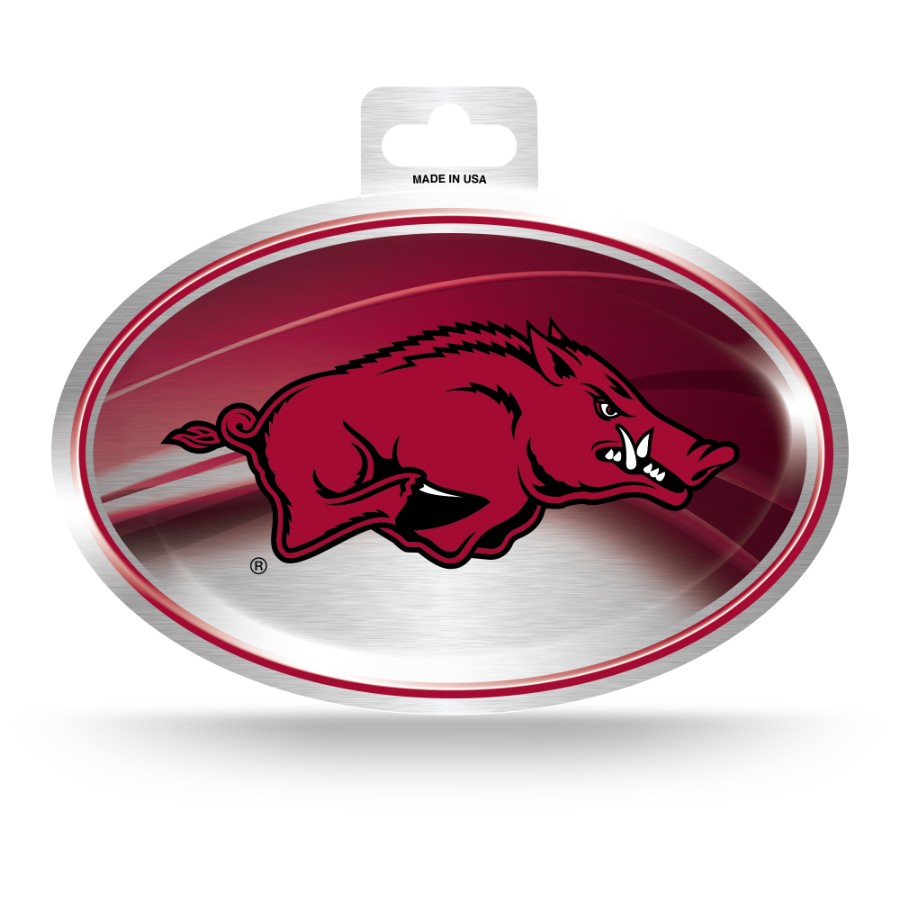 University Of Arkansas Razorbacks - Metallic Oval Sticker at Sticker Shoppe