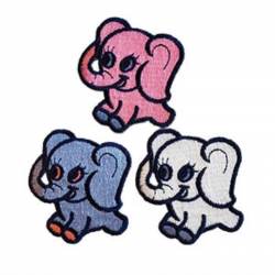 Trippy Elephant - Set of 3 Mini Embroidered Iron-On Patches