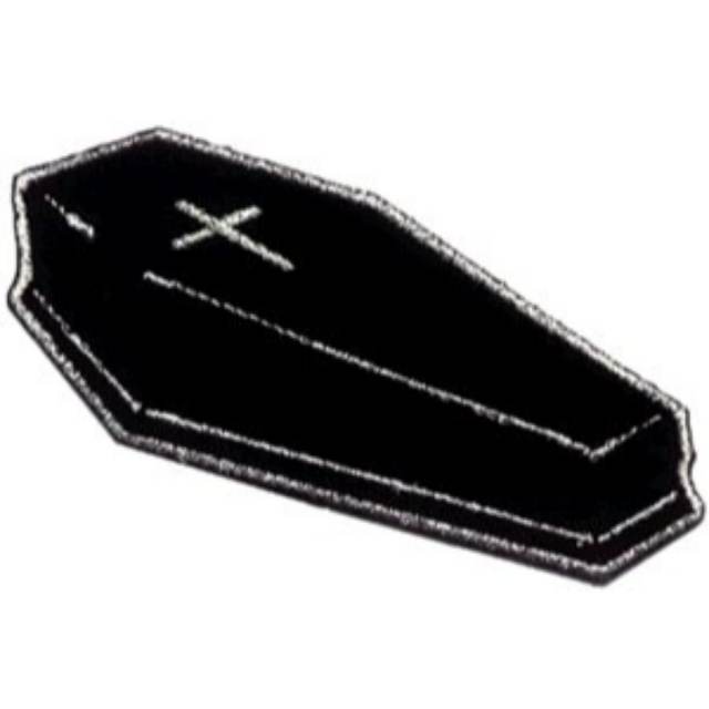 Black Goth Coffin Embroidered Iron On Patch At Sticker Shoppe