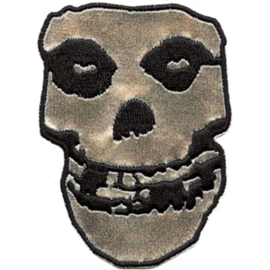 The Misfits Silver Pleather Skull Large Oversized - Embroidered Iron-on 