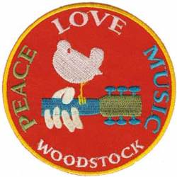 Woodstock Peace Love Music - Embroidered Iron-On Patch