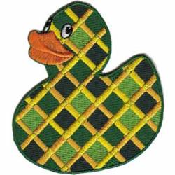 Green Chex Rubber Ducky - Embroidered Iron-On Patch