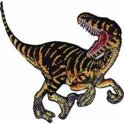 Striper Velociraptor Dinosaur - Embroidered Iron-On Patch