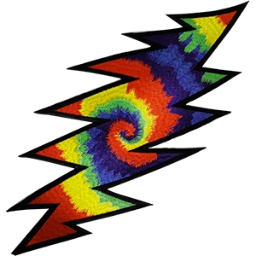 Grateful Dead Tie Dye Lightning Bolt Large Oversized Embroidered Iron On Patch At Sticker Shoppe 1481