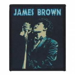 James Brown Singing in Blue - Embroidered Iron-On Patch