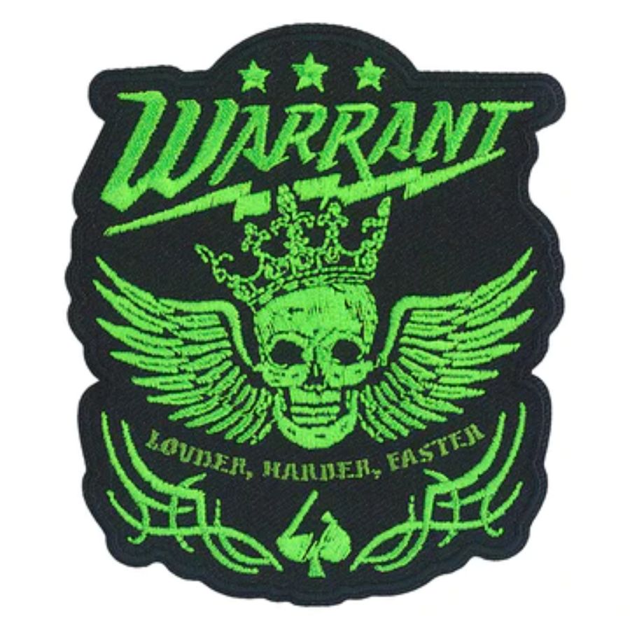 Warrant Green Skull - Embroidered Iron-On Patch at Sticker Shoppe