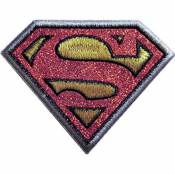 Superman Logo Black Outline & Glitter - Embroidered Iron-On Patch