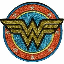 Wonder Woman Logo Glitter - Large Embroidered Iron-On Patch