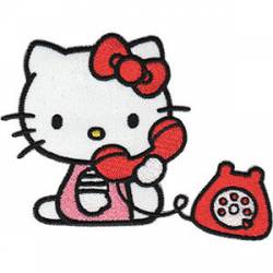 Hello Kitty Phone - Embroidered Patch