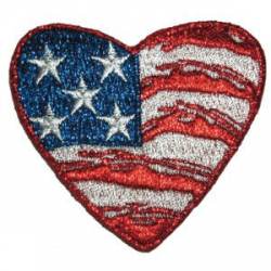 Heart Shaped American Flag - Embroidered Patch