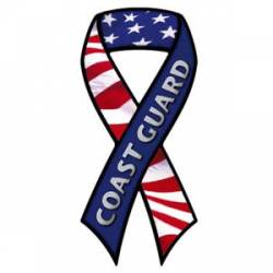 Coast Guard & American Flag - Ribbon Magnet