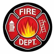 Fire Dept Maltese Cross Flame - Circle Magnet