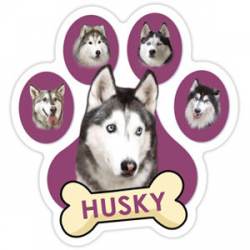 Husky - Purple Paw With Bone Magnet